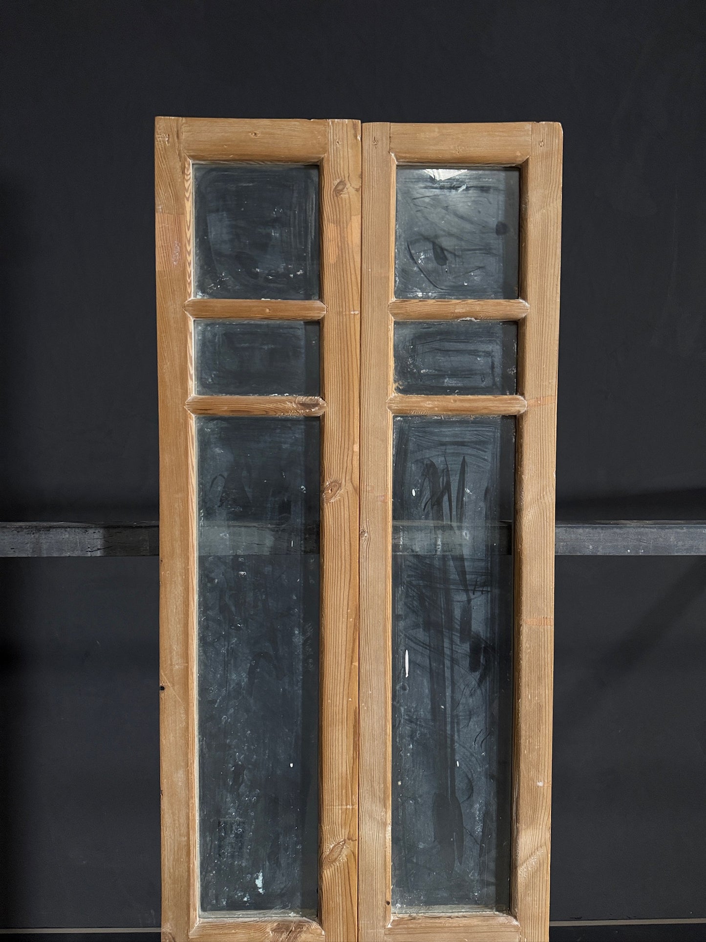 Antique Glass 3 Lite French Doors - 24.5x84 - N468