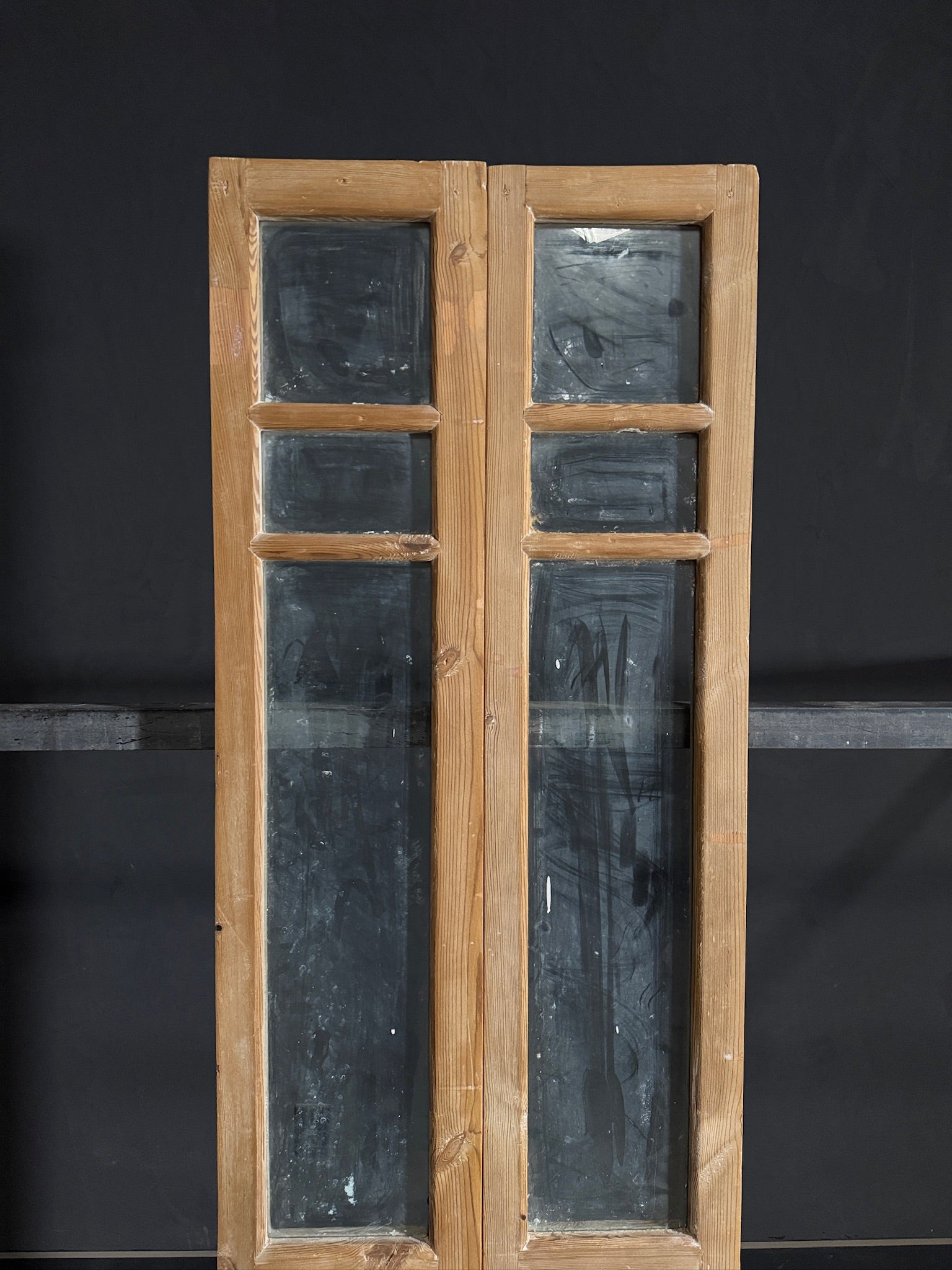 Antique Glass 3 Lite French Doors - 24.5x84 - N468