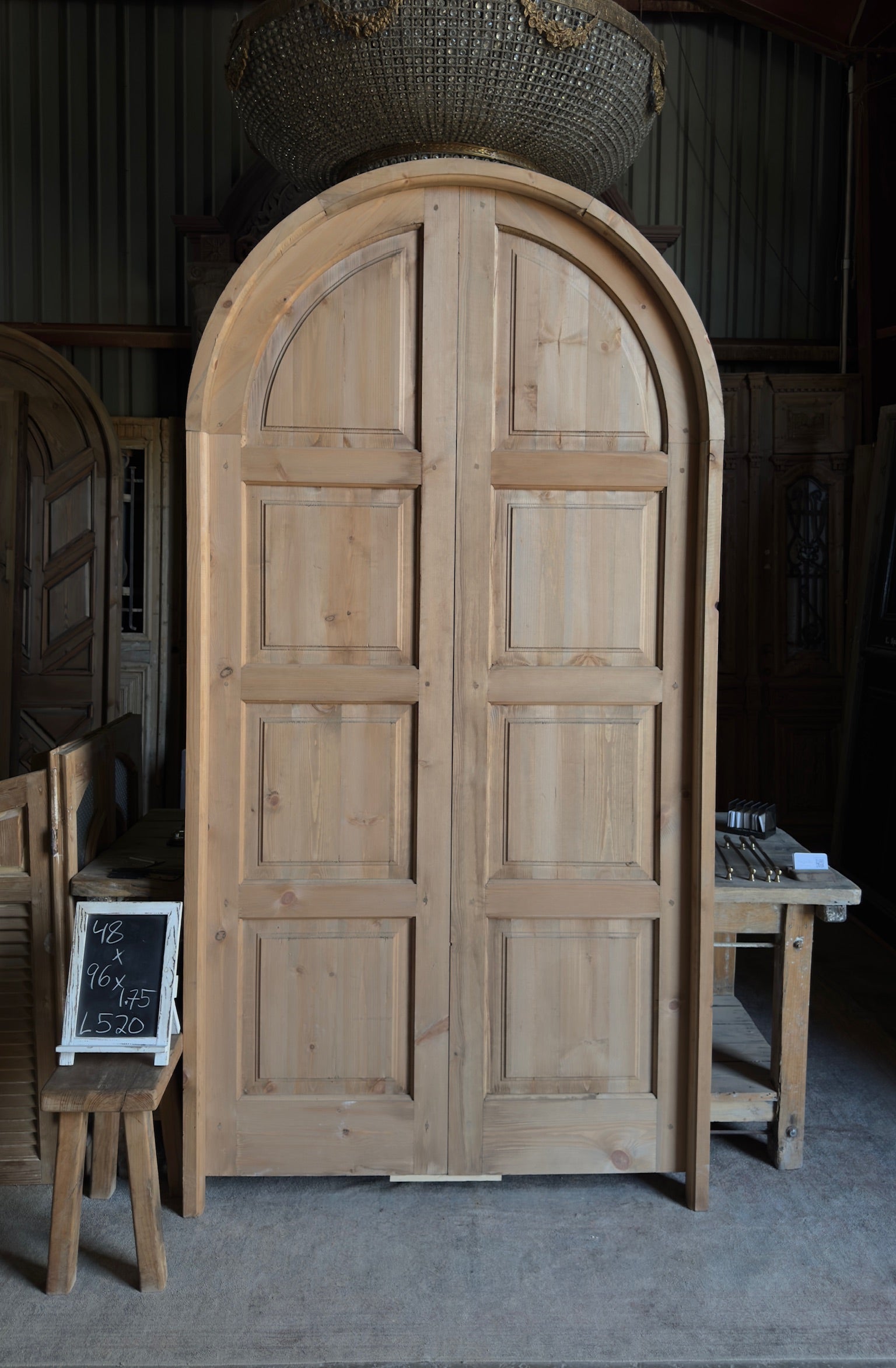 Handcrafted 8 Panel Arched Double Doors - 48x96 - L520 – Magnolia