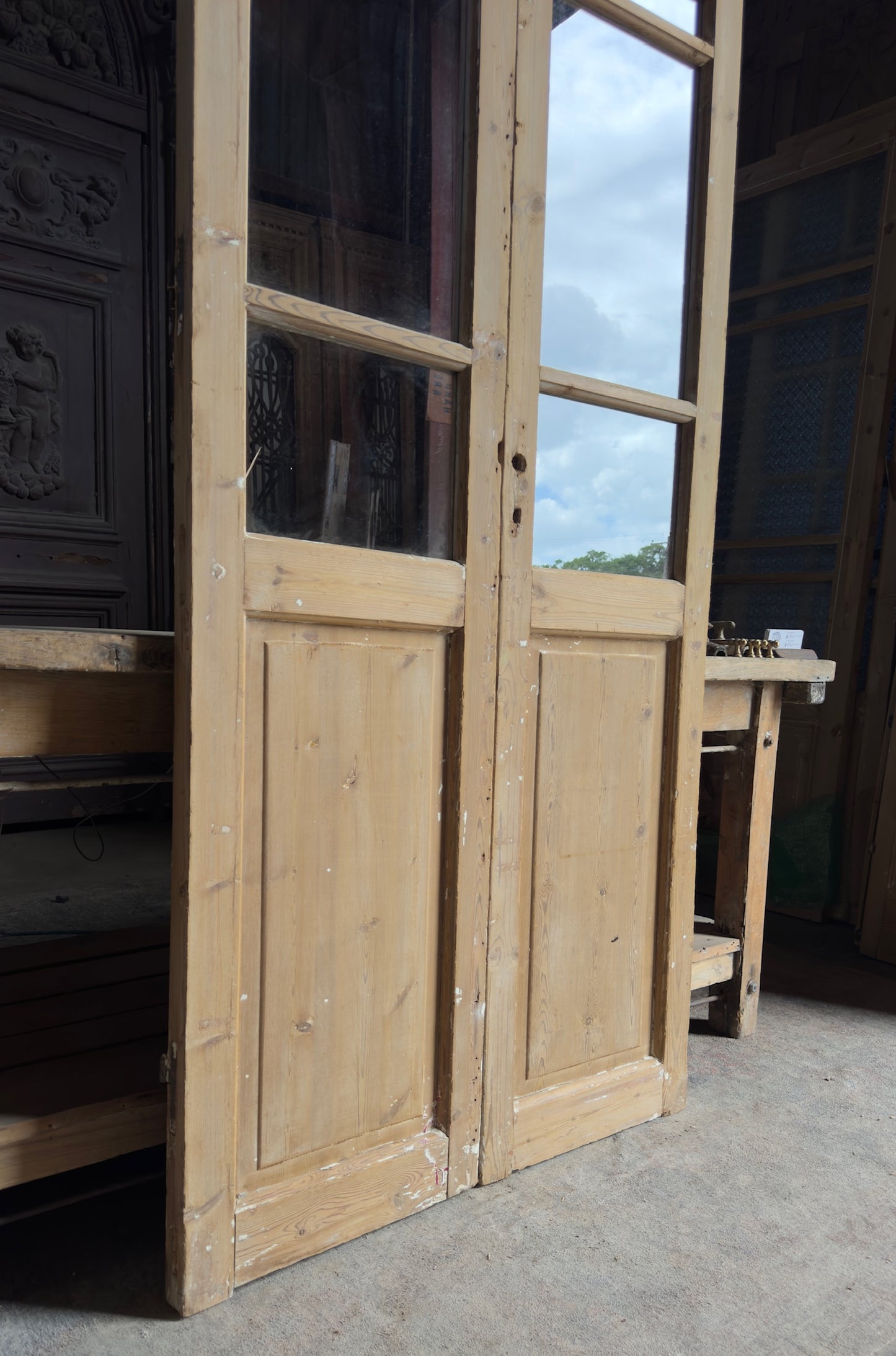 Antique Glass 4 Lite French Doors - 36.75x85.75 - L705