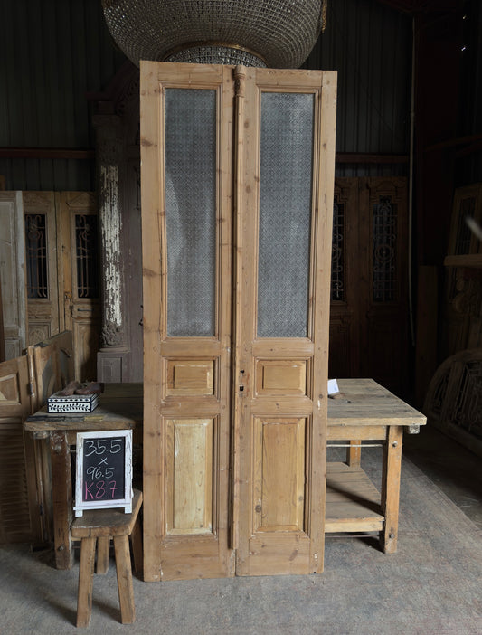 Glass Antique French Doors - 35.5x96.5 K87