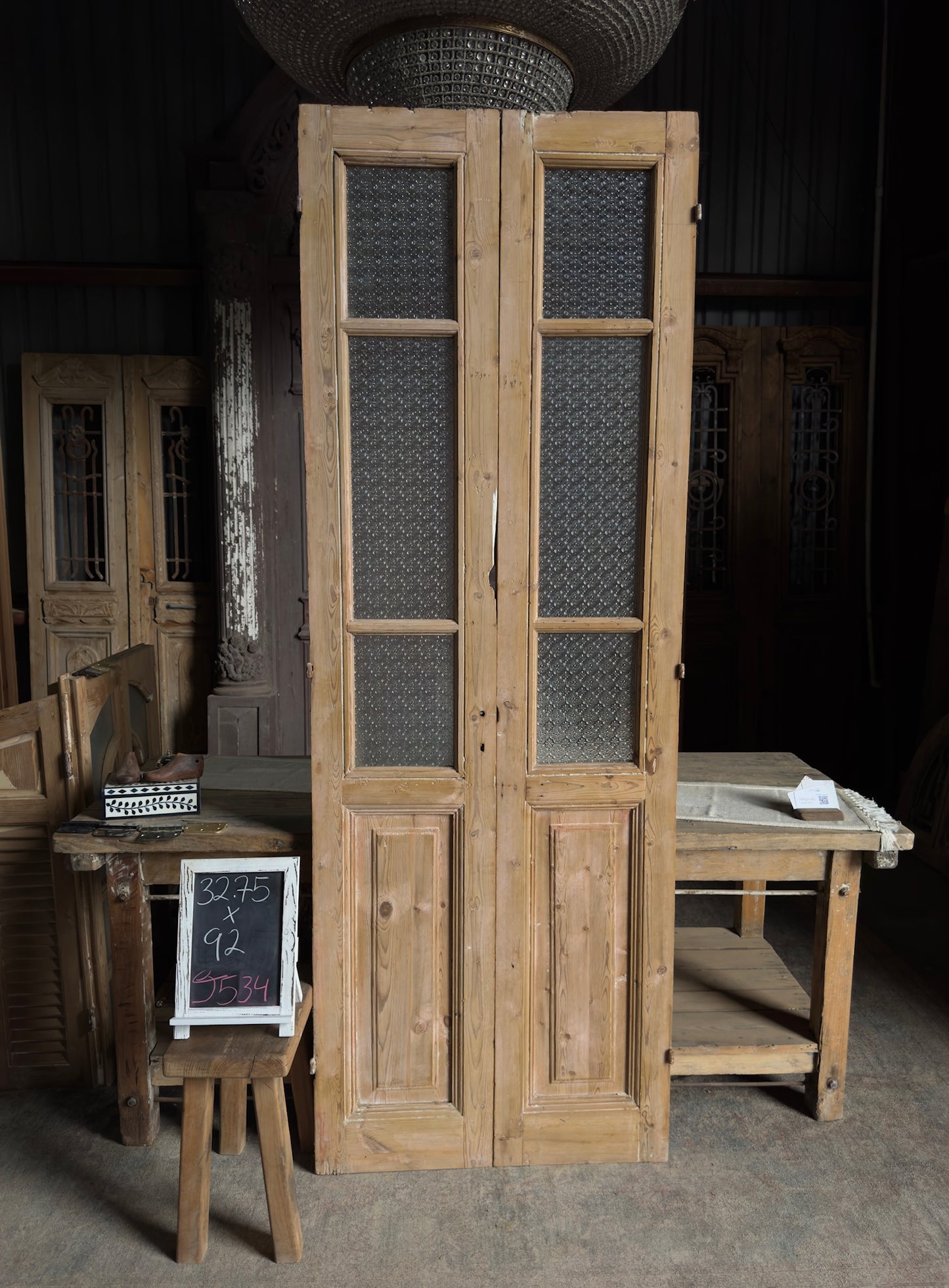 3 Lite Antique French Glass Doors - 32.75x92 J534