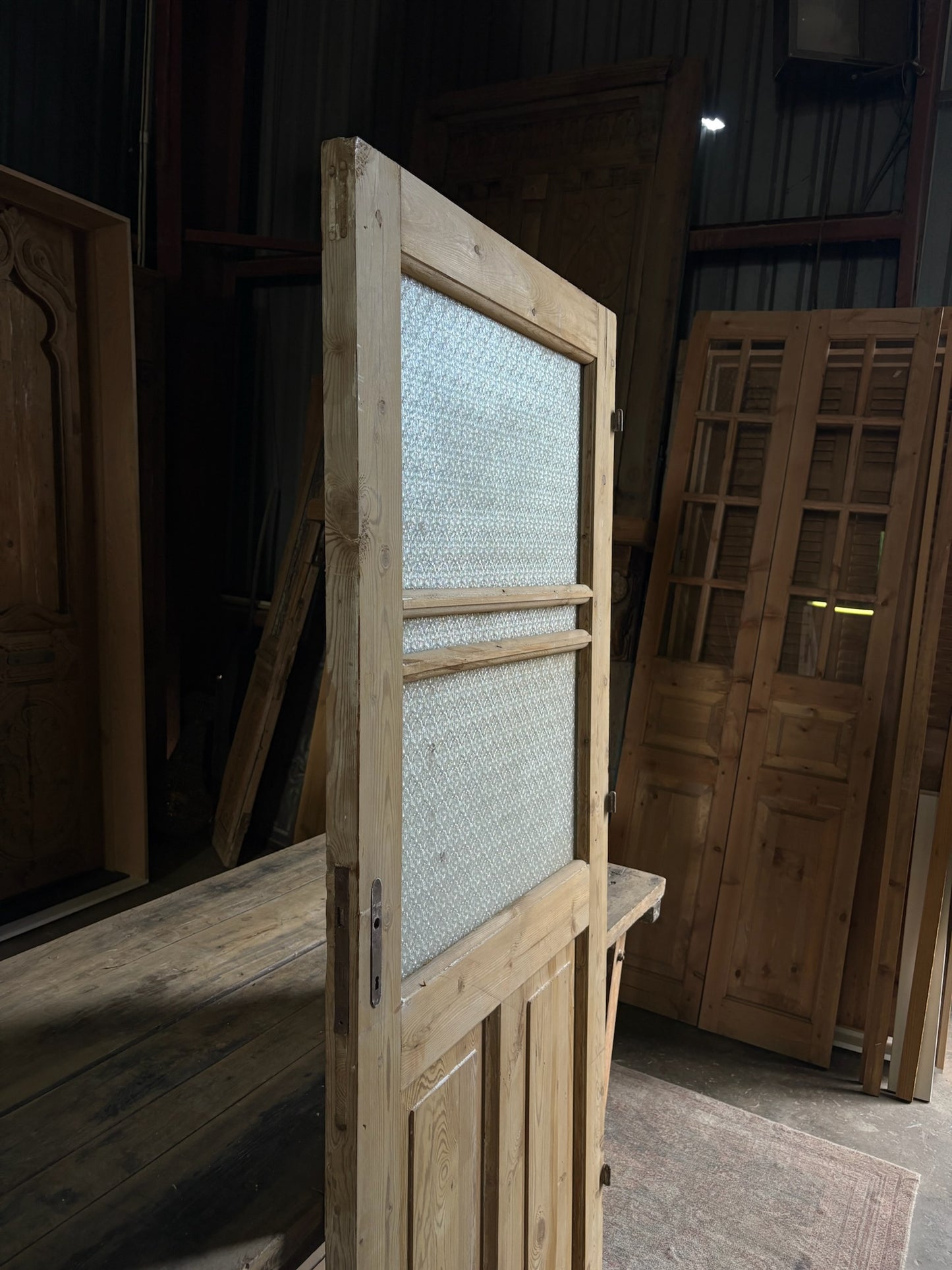 19th Century Antique Glass Single Door - 32.25x77.5 - L80