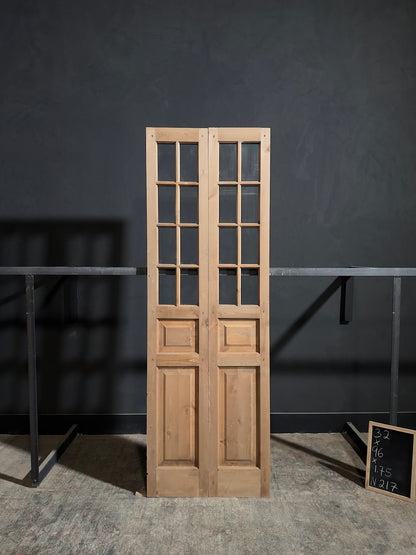 Handcrafted 8 Lite Glass French Doors - 32x96 - N217