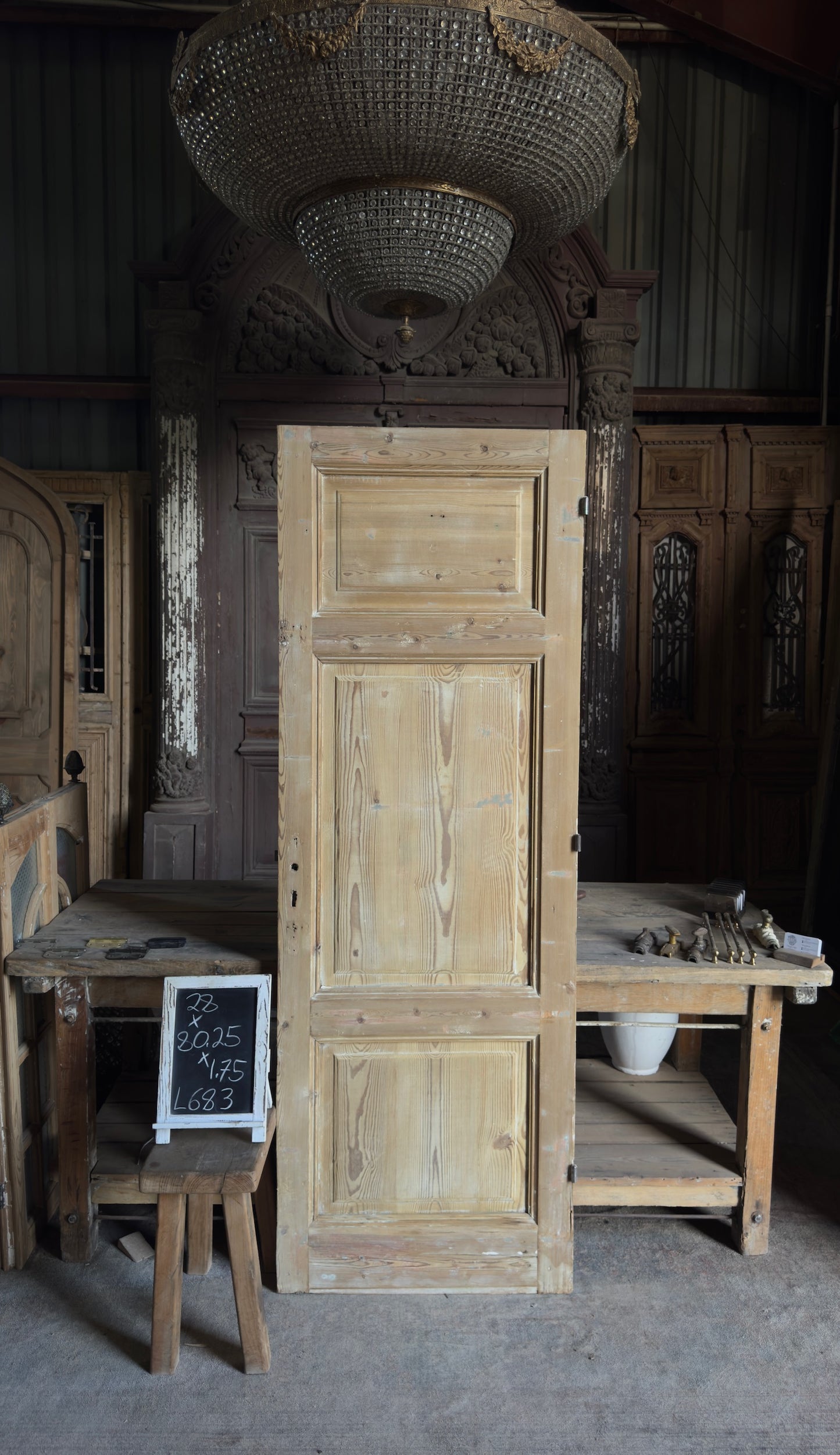 Antique 3 Panel Door - 28x80.25- L683