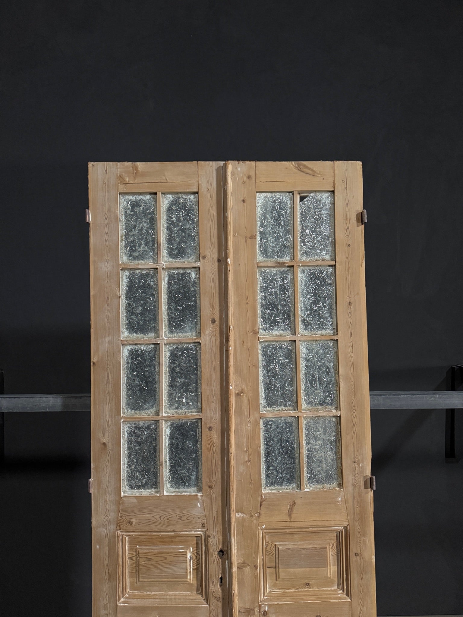 Antique Obscured Glass 8 Lite French Doors - 36x90.5 - N290