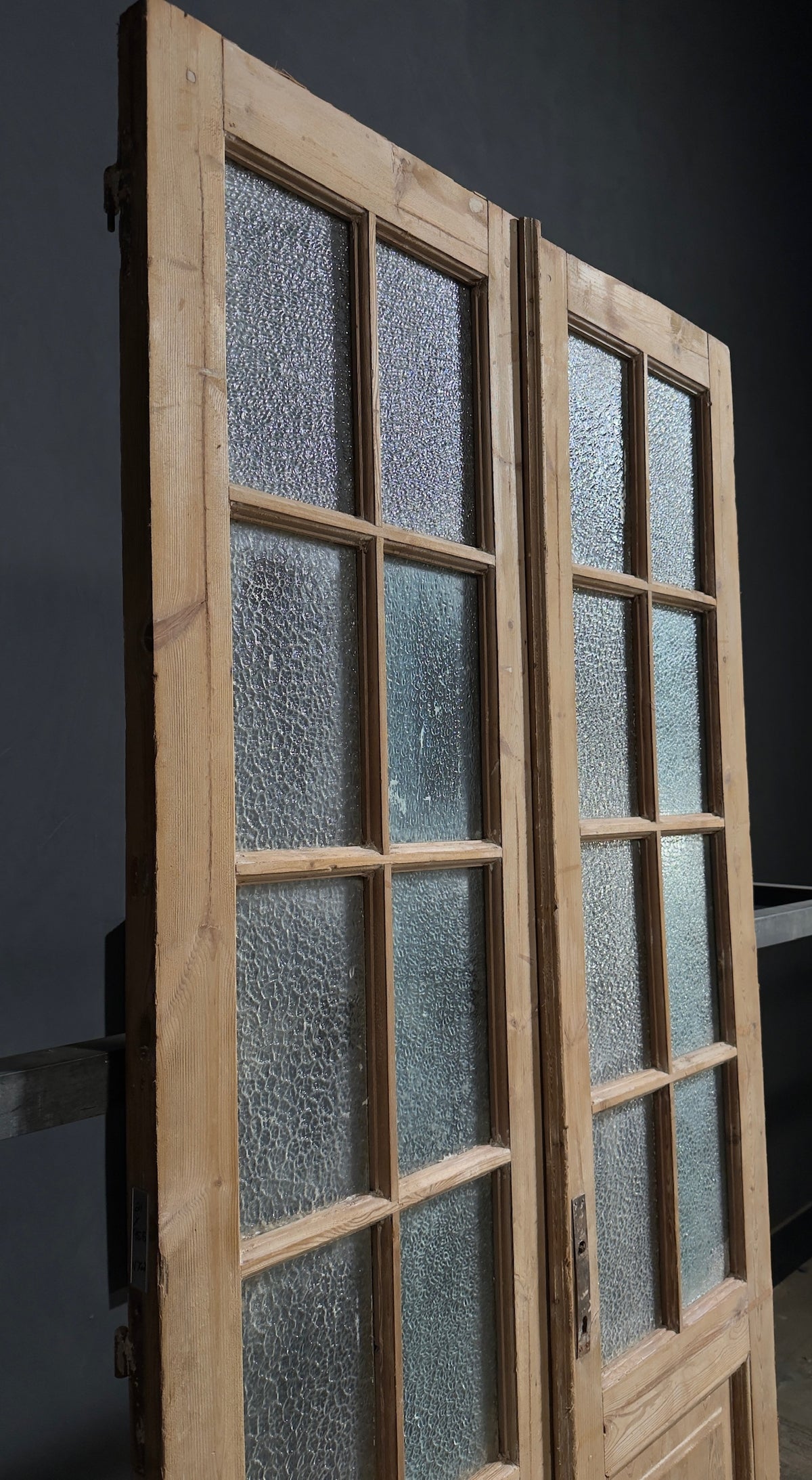 Antique Textured Glass Raised Panel French Doors - 42x95.5 - N768
