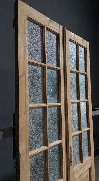 Antique Textured Glass Raised Panel French Doors - 42x95.5 - N768