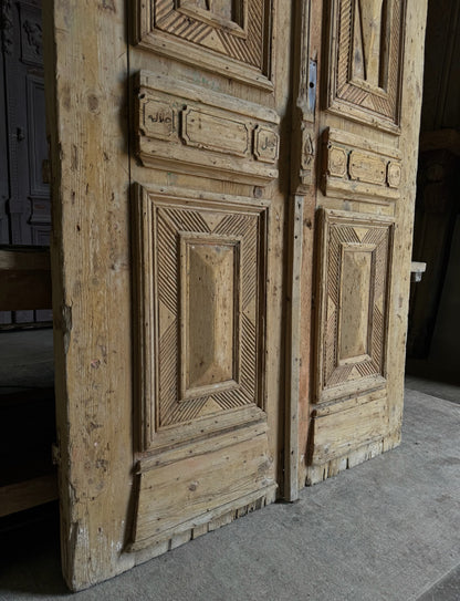 Antique Carved 2 Panel Double Doors - 56.5x100.25 - L528