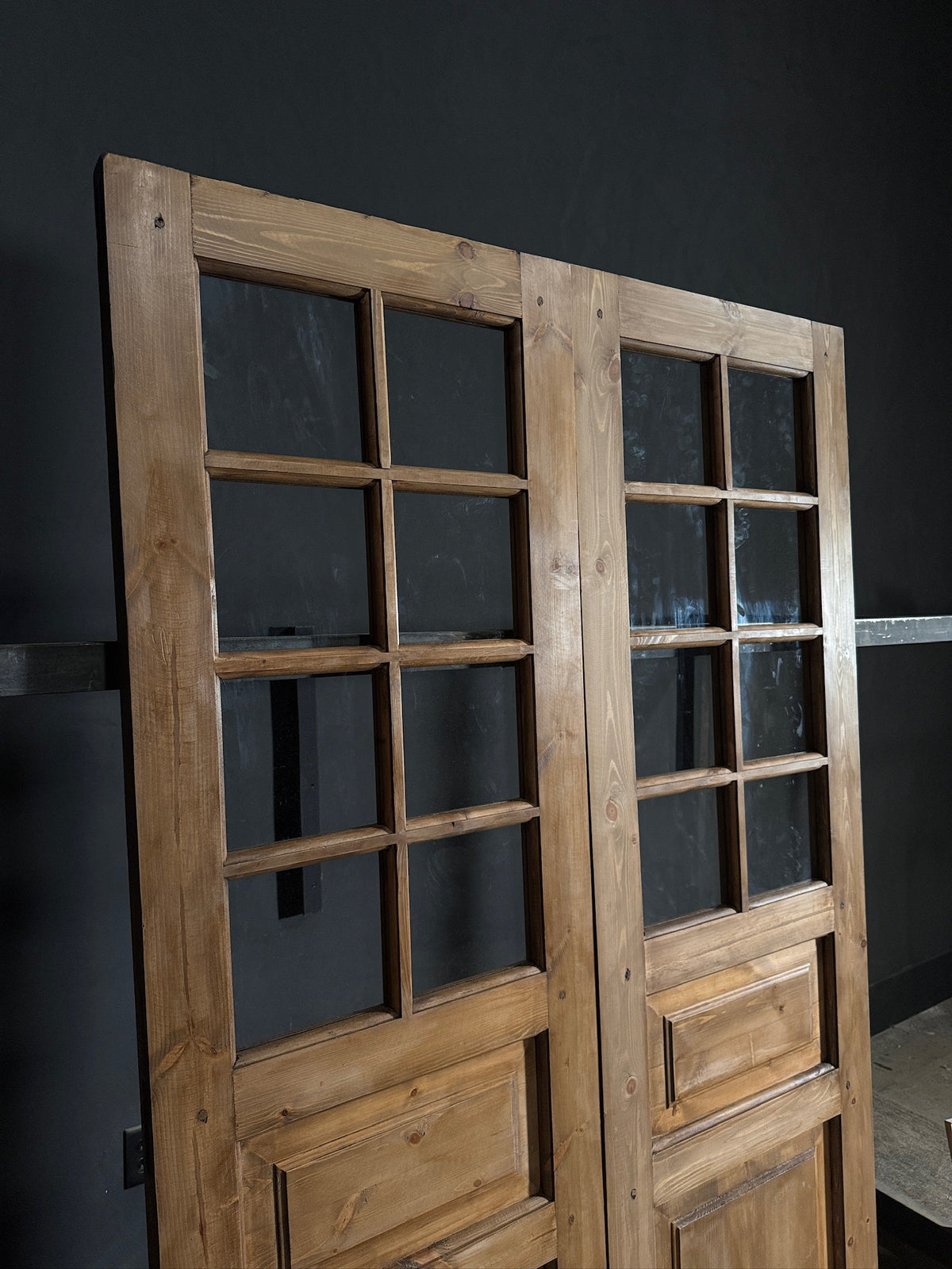 Waxed Handcrafted Glass 8 Lite French Doors - 48x80 - N588