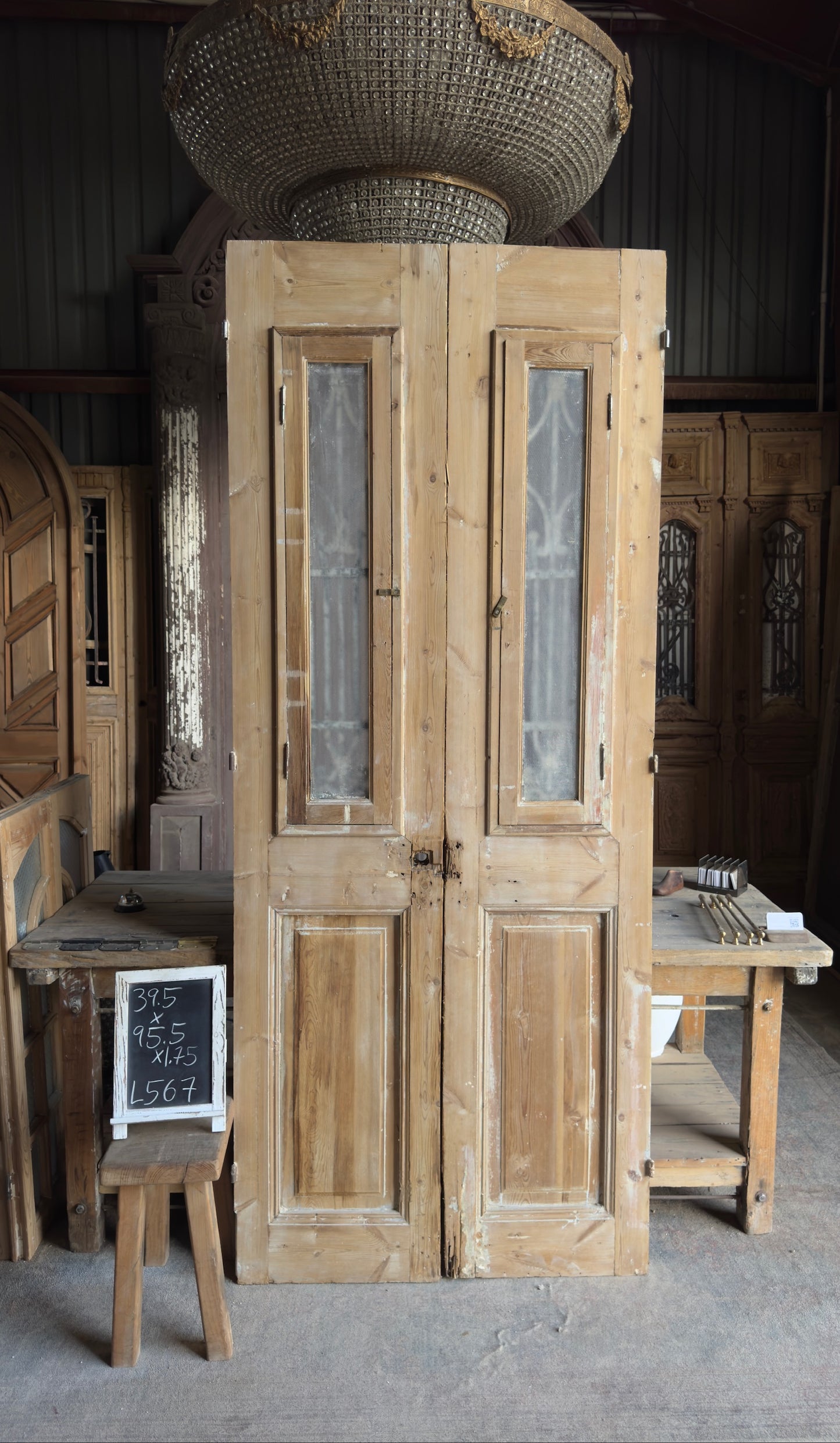 Antique Iron French Doors - 39.5x95.5 - L567