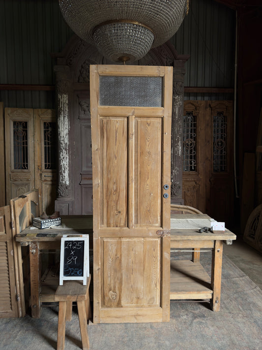 19th Century European Antique Glass Single Door - 27.25x89 J250