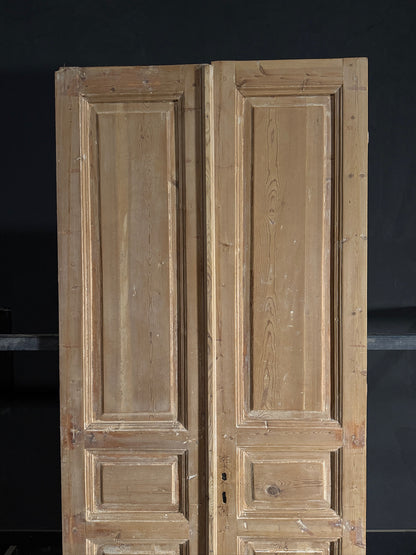 Antique 3 Panel Solid Double Doors - 41.75x97 - N594