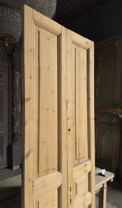 3 Panel Antique Solid French Doors - 34.5x94.5 K472