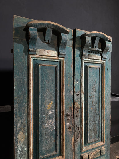 Antique Carved 2 Panel Double Doors - 51x94.5 - N710