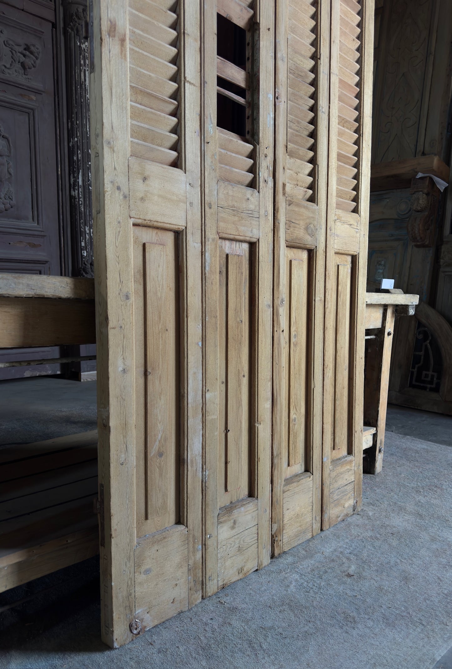 European French Antique Louvered Shutters - 39.25x92.5 K451