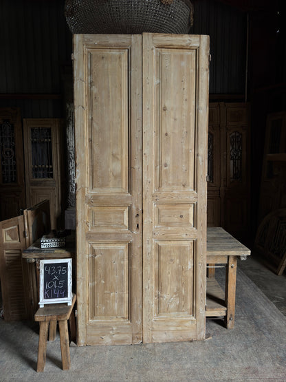 3 Panel Antique Solid French Doors - 43.75x101.5 K144