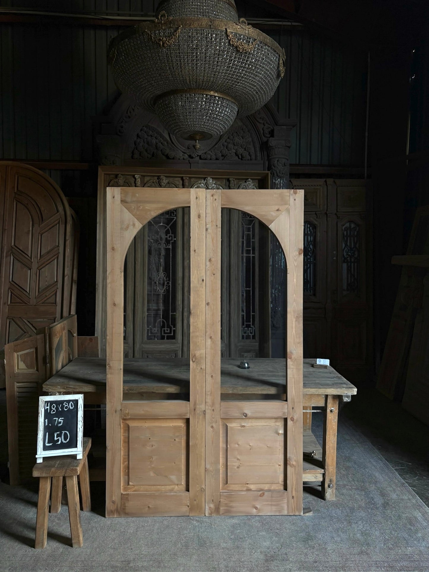 (Valencia) Handcrafted Arched Open Glass French Doors - 48x80 L50