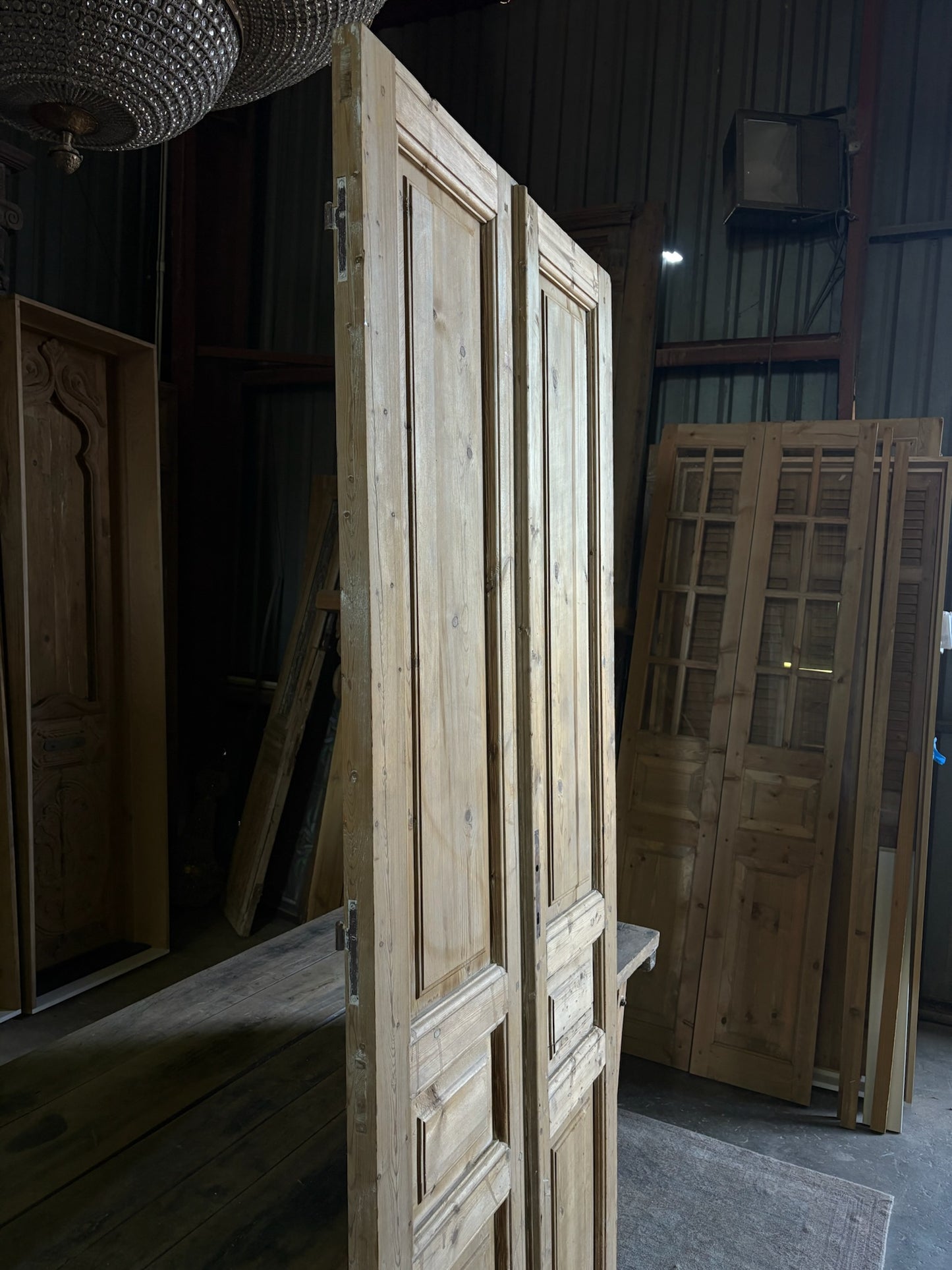 3 Panel Antique Solid French Doors - 40x94 - L81