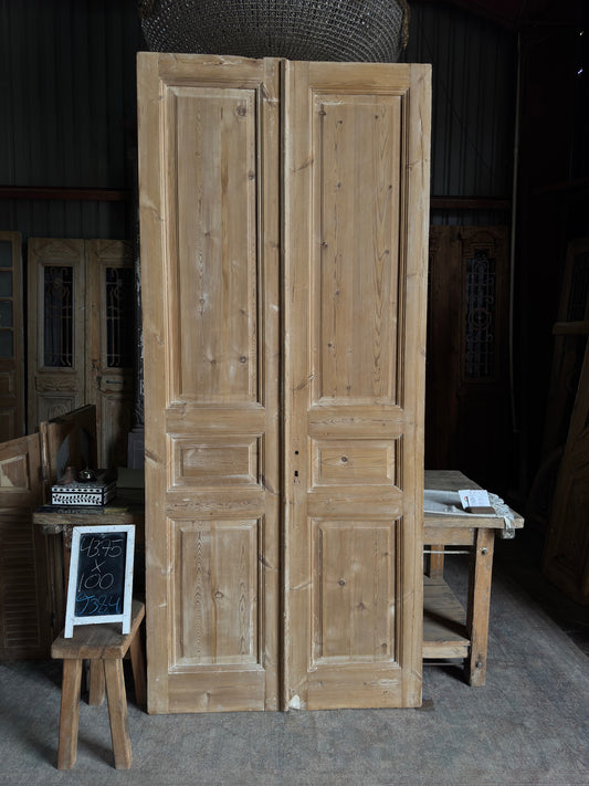 3 Panel Antique Solid French Doors - 43.75x100 J384