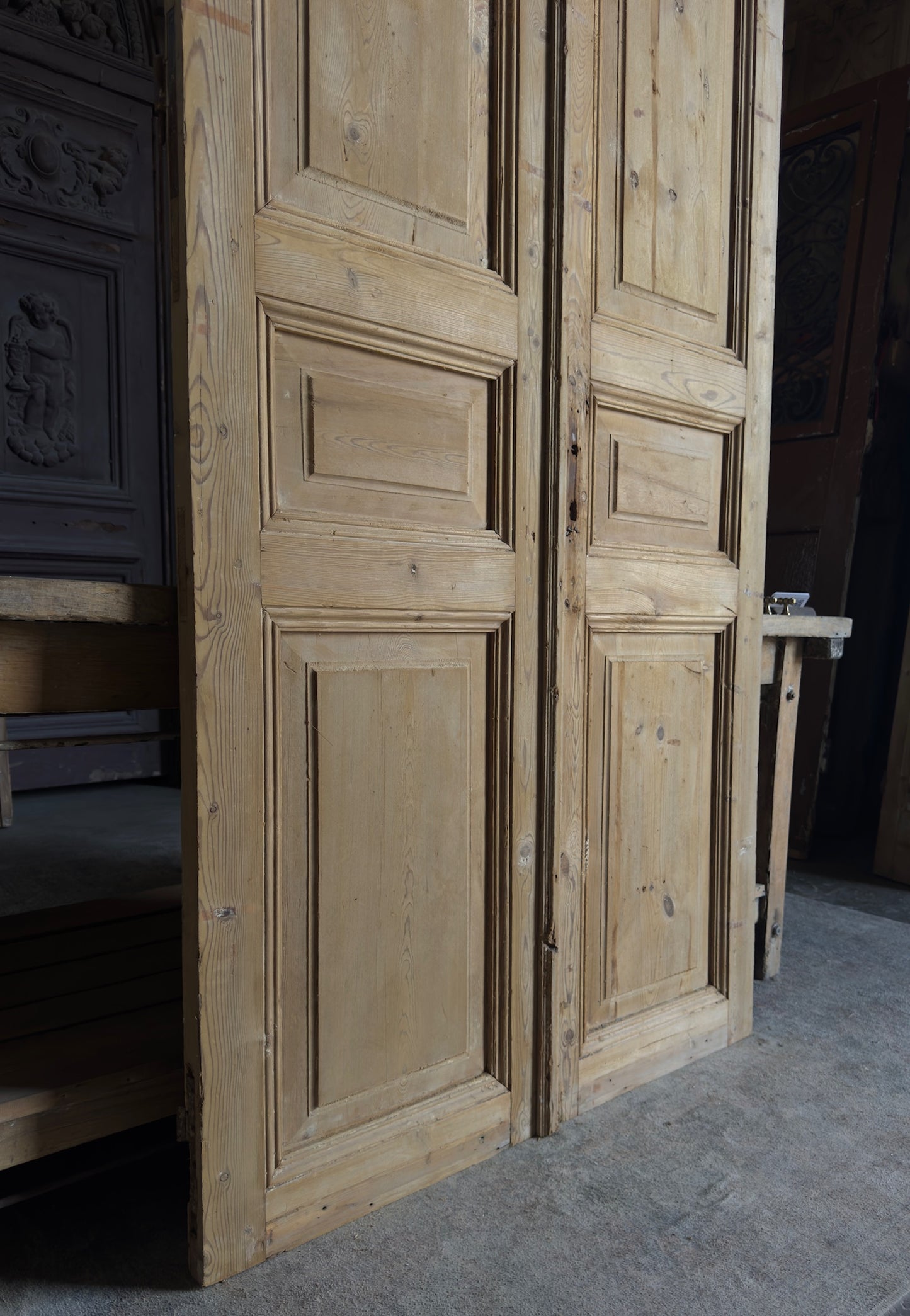 3 Panel Antique Solid French Doors - 43x97 - L354