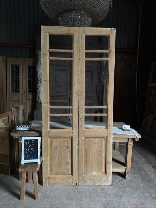 19th Century Antique Glass French Doors - 41.5x91.5 J475