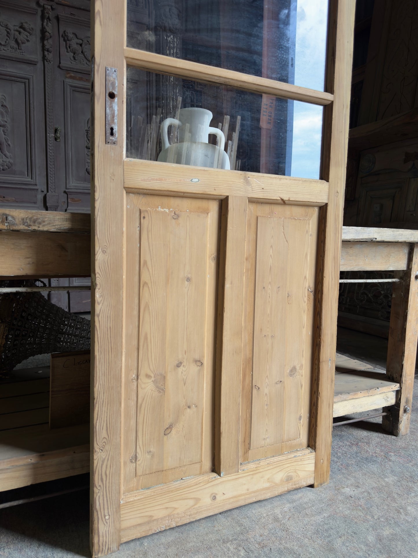 19th Century Antique Glass Door - 28x84.5 K113