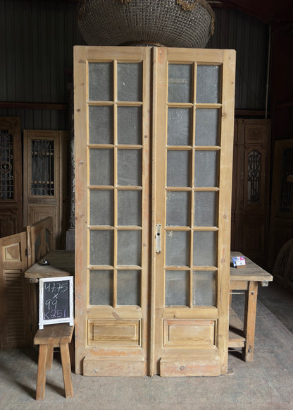 12 Lite Glass Antique French Doors - 47.75x99 K251