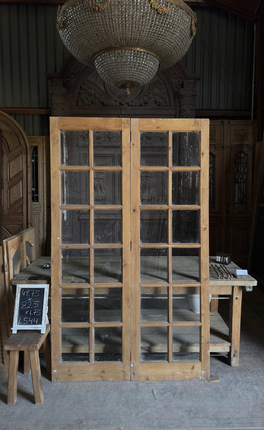 Antique Glass 30 Lite French Doors - 49.75x82.5 - L544