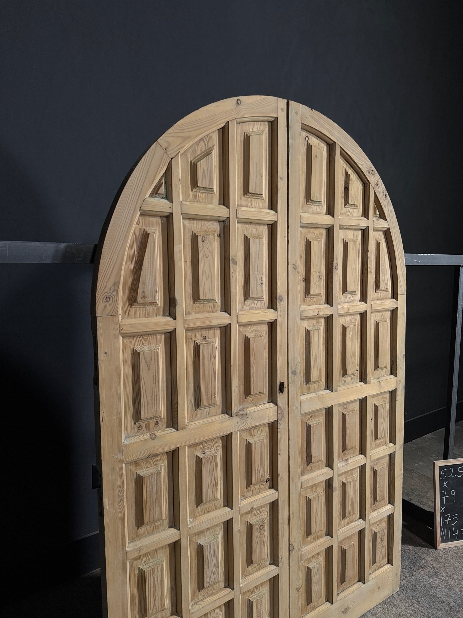 Antique Arched Solid Double Doors - 52.5x79 - N147