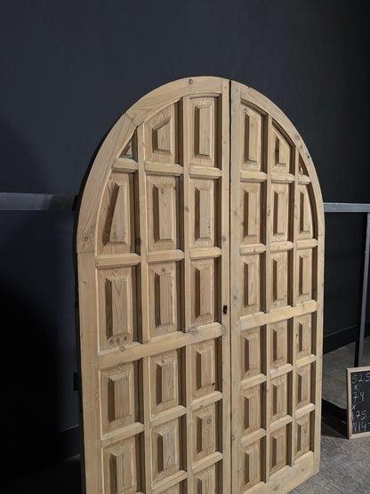 Antique Arched Solid Double Doors - 52.5x79 - N147