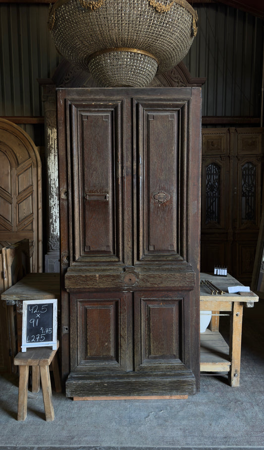 French Oak Antique Single Door with Paneled Base - 42.5x91 - L275