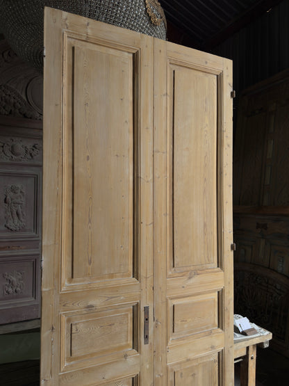 3 Panel Antique Solid French Doors - 43.75x101.5 J370