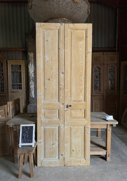 3 Panel Antique Solid French Doors - 37x97 K334