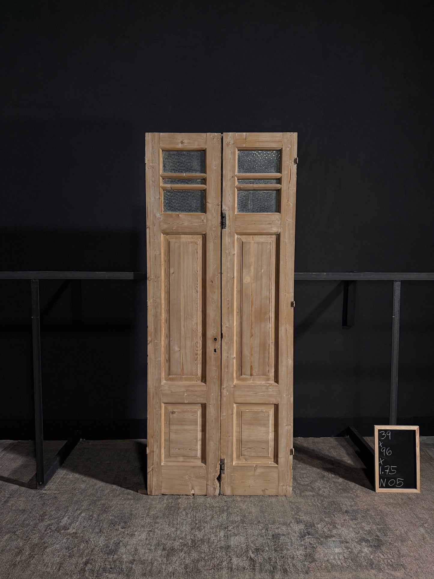 Antique Obscured Glass 2 Lite French Doors - 39x96 - N05