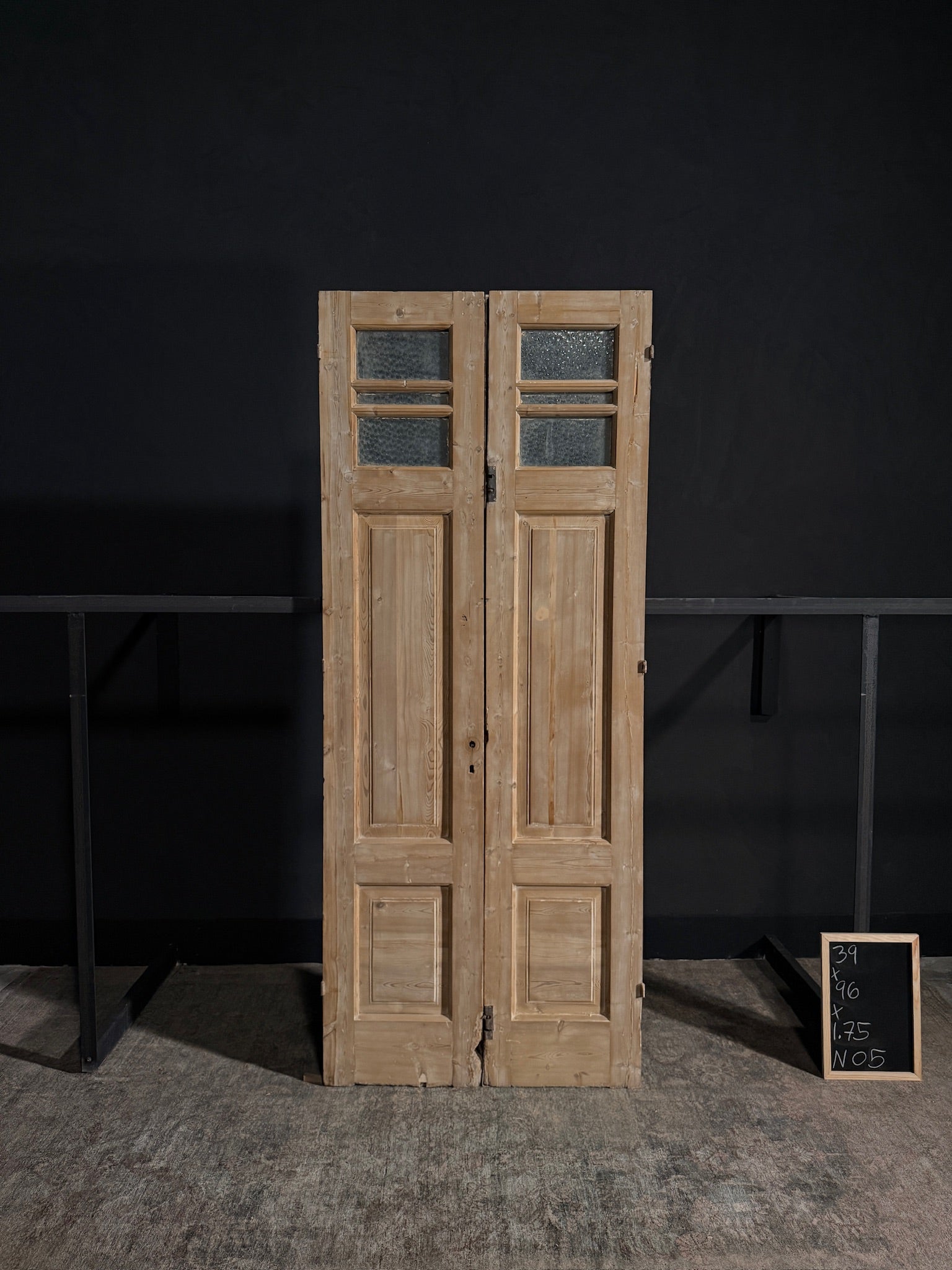 Antique Obscured Glass 2 Lite French Doors - 39x96 - N05