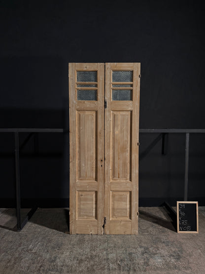 Antique Obscured Glass 2 Lite French Doors - 39x96 - N05