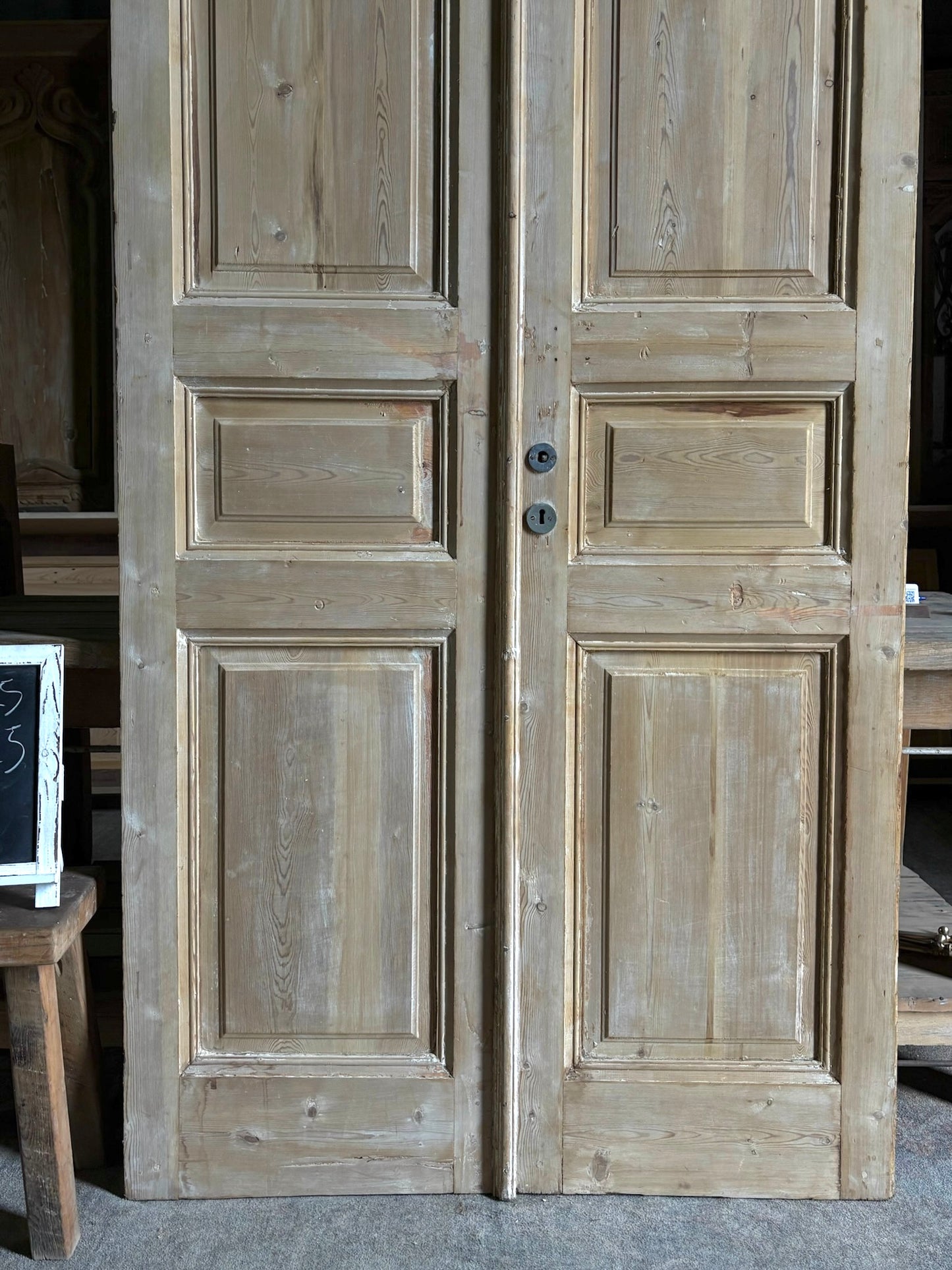 3 Panel Antique Solid French Doors - 43.25x97.25 - L87
