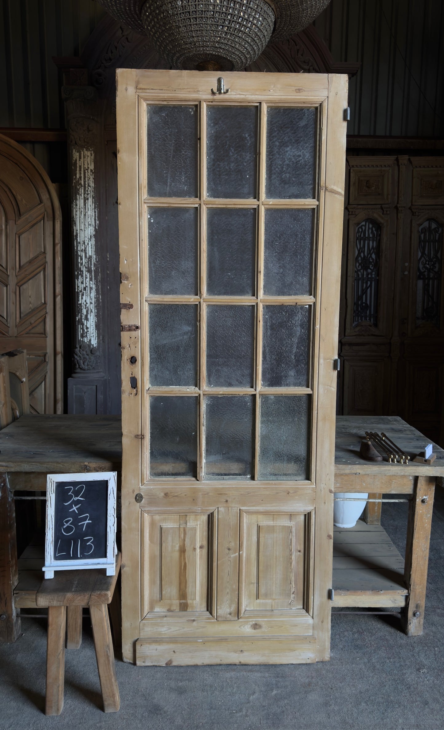 Antique 12 Lite Glass Single Door - 32x87 - L113