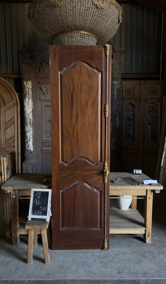 European Arched Panel Antique Single Door with Cremone Hardware - 28x96 - L276