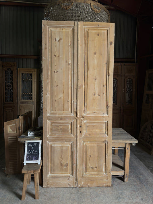 3 Panel Antique Solid French Doors - 44.5x104.5 K148