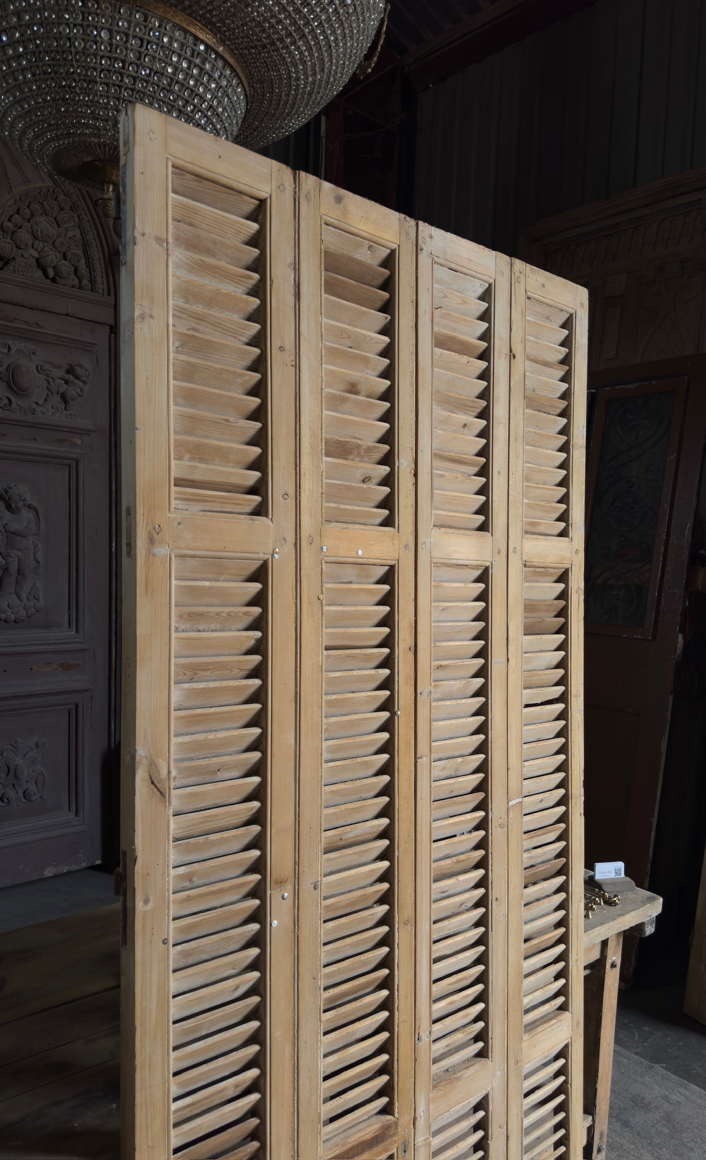 European French Antique Louvered Shutters - 43x89.5 - L404