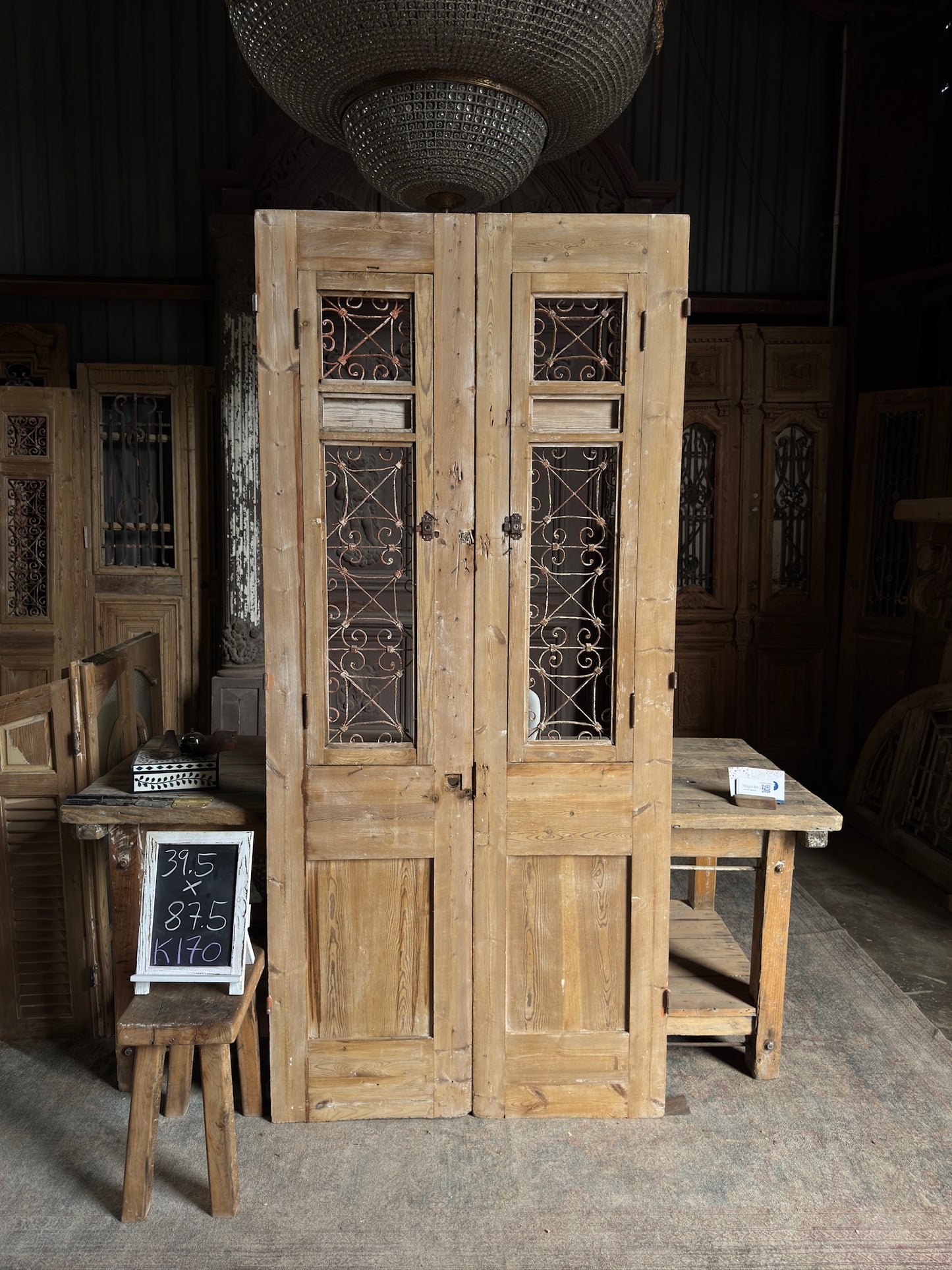 Stately Antique Iron French Doors - 39.5x87.5 K170