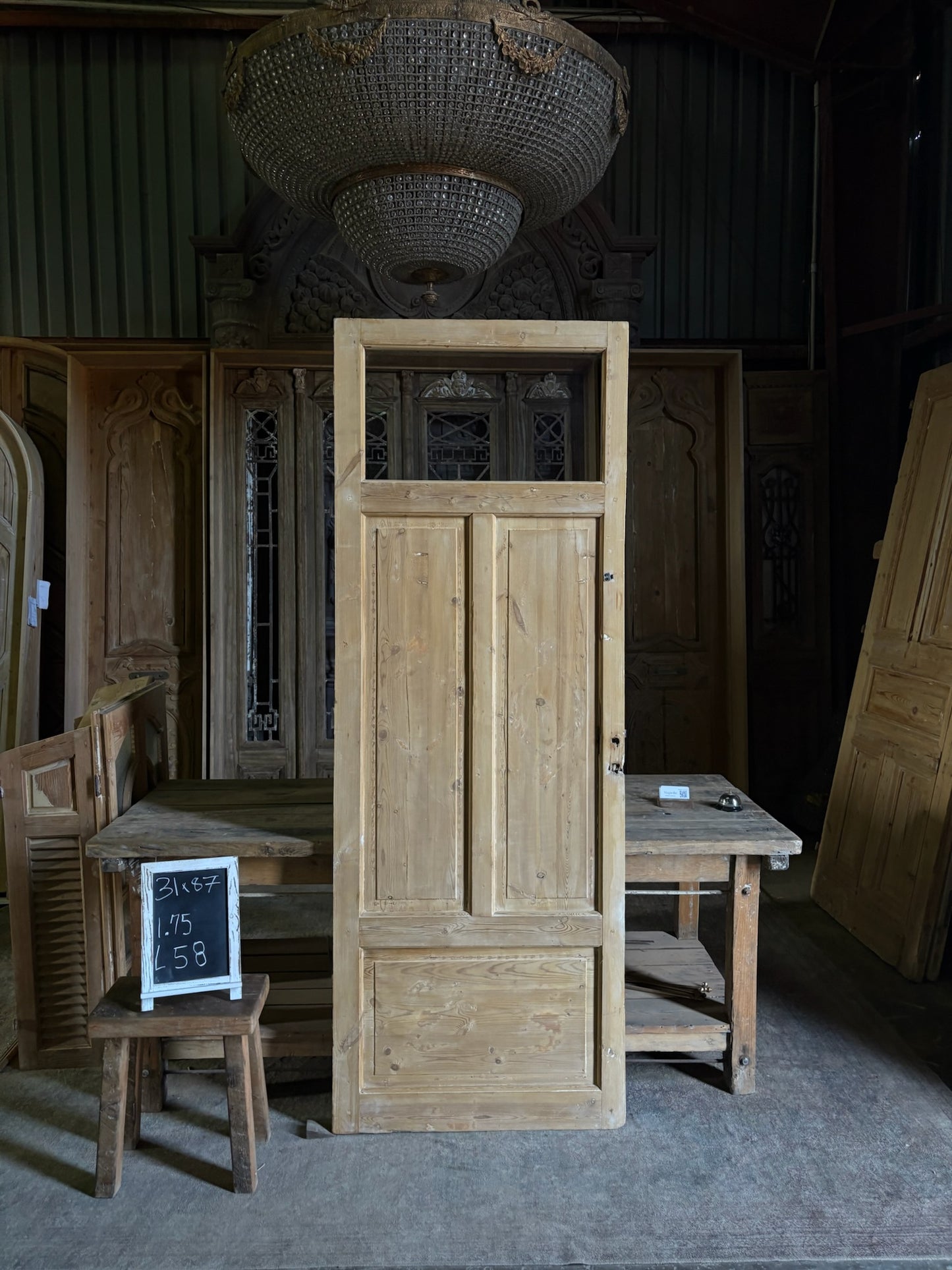 19th Century European Antique Glass Single Door - 31x87 - L58