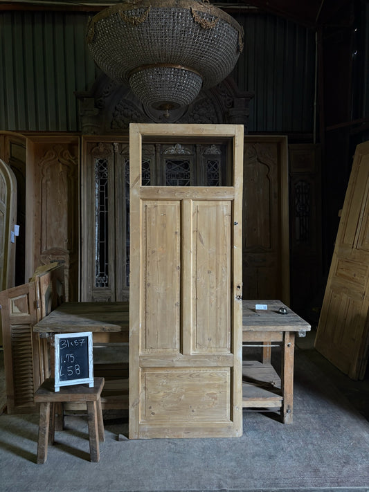 19th Century European Antique Glass Single Door - 31x87 - L58