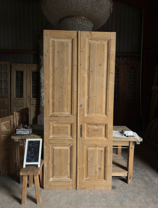 3 Panel Antique Solid French Doors - 40.5x92 J365