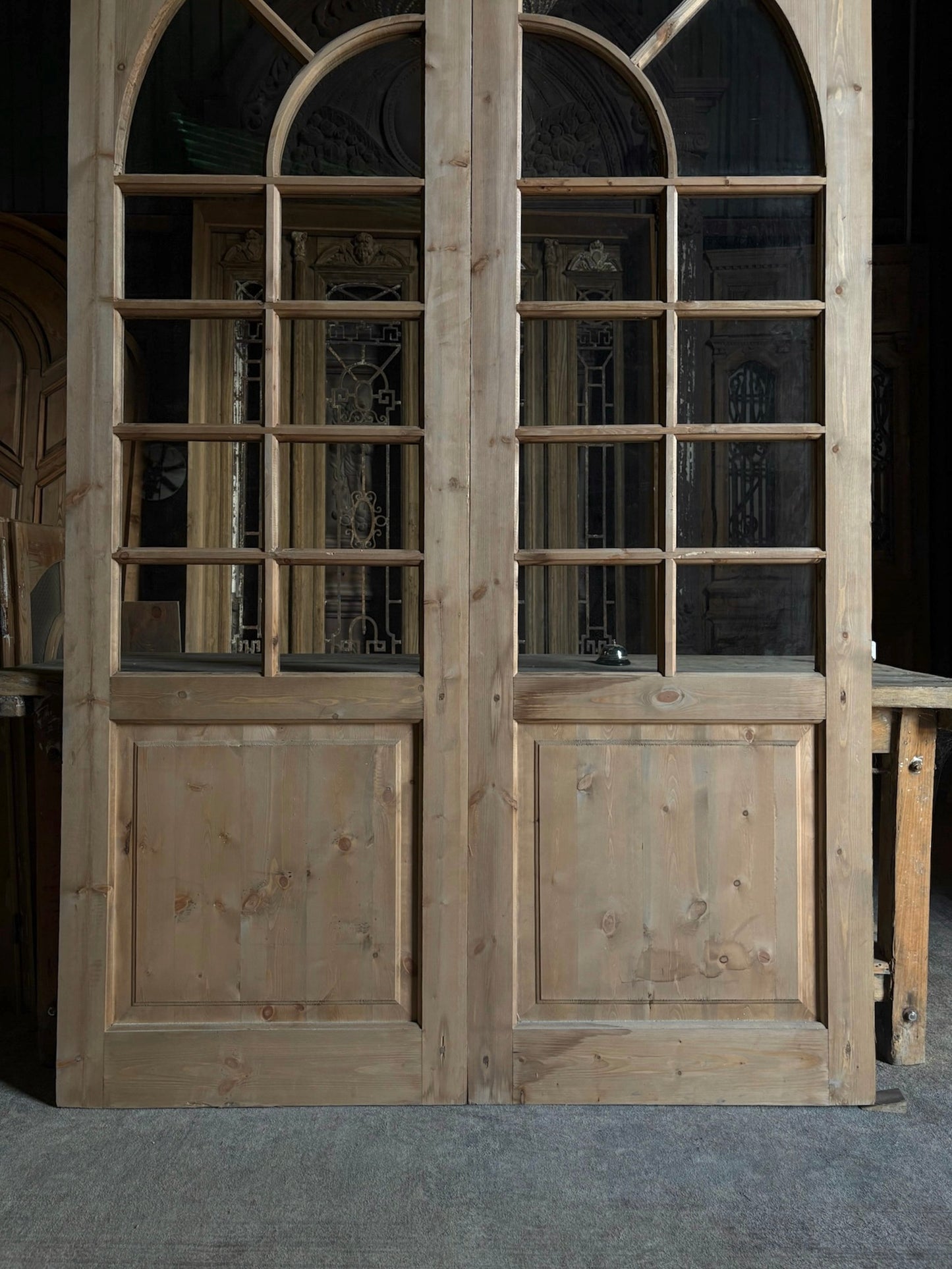 (Elise) Handcrafted Arched Glass French Doors - 60x96 L49