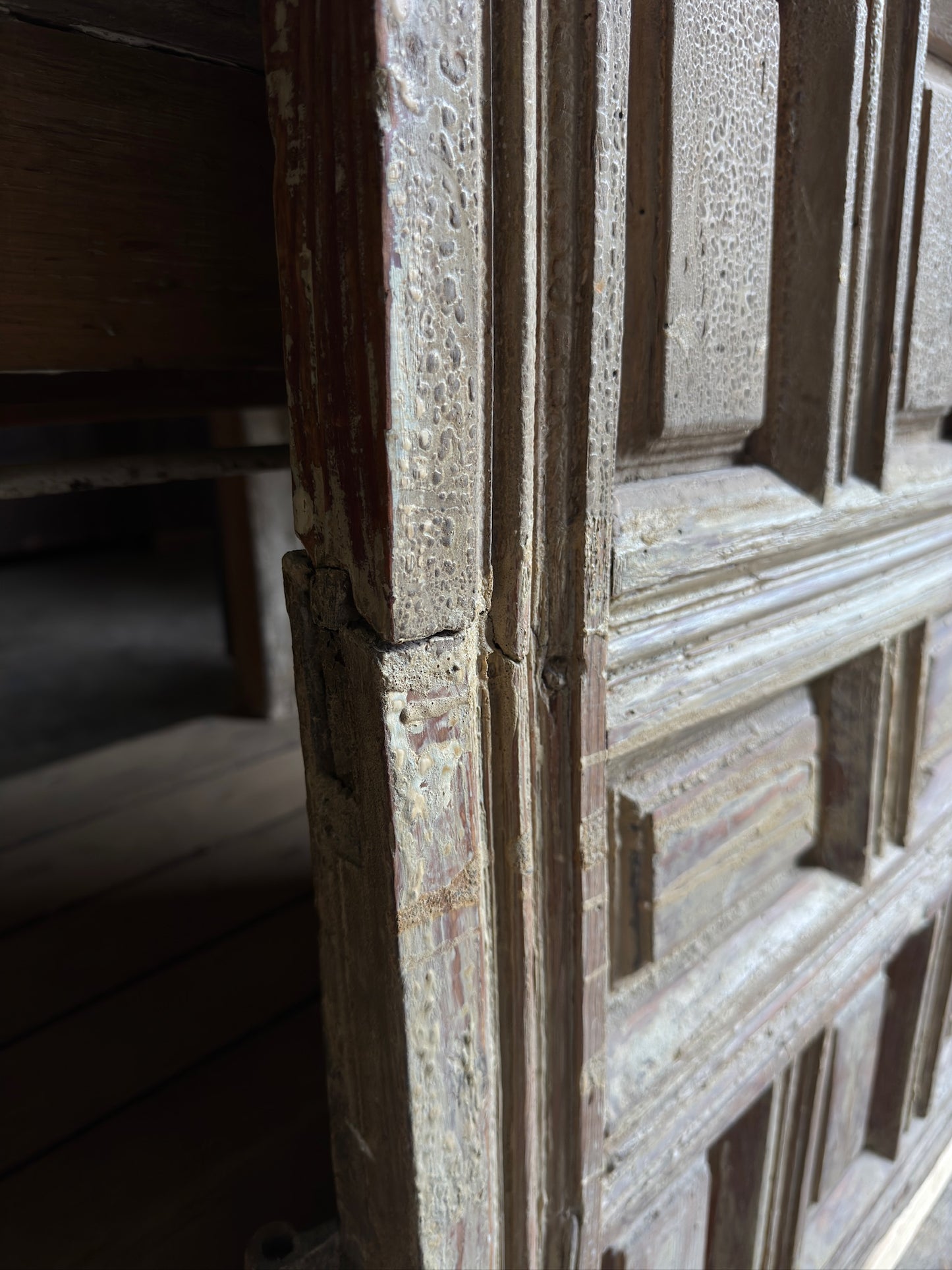 Spanish Coffered Panel Antique Single Door - 35.25x68.25 - L245