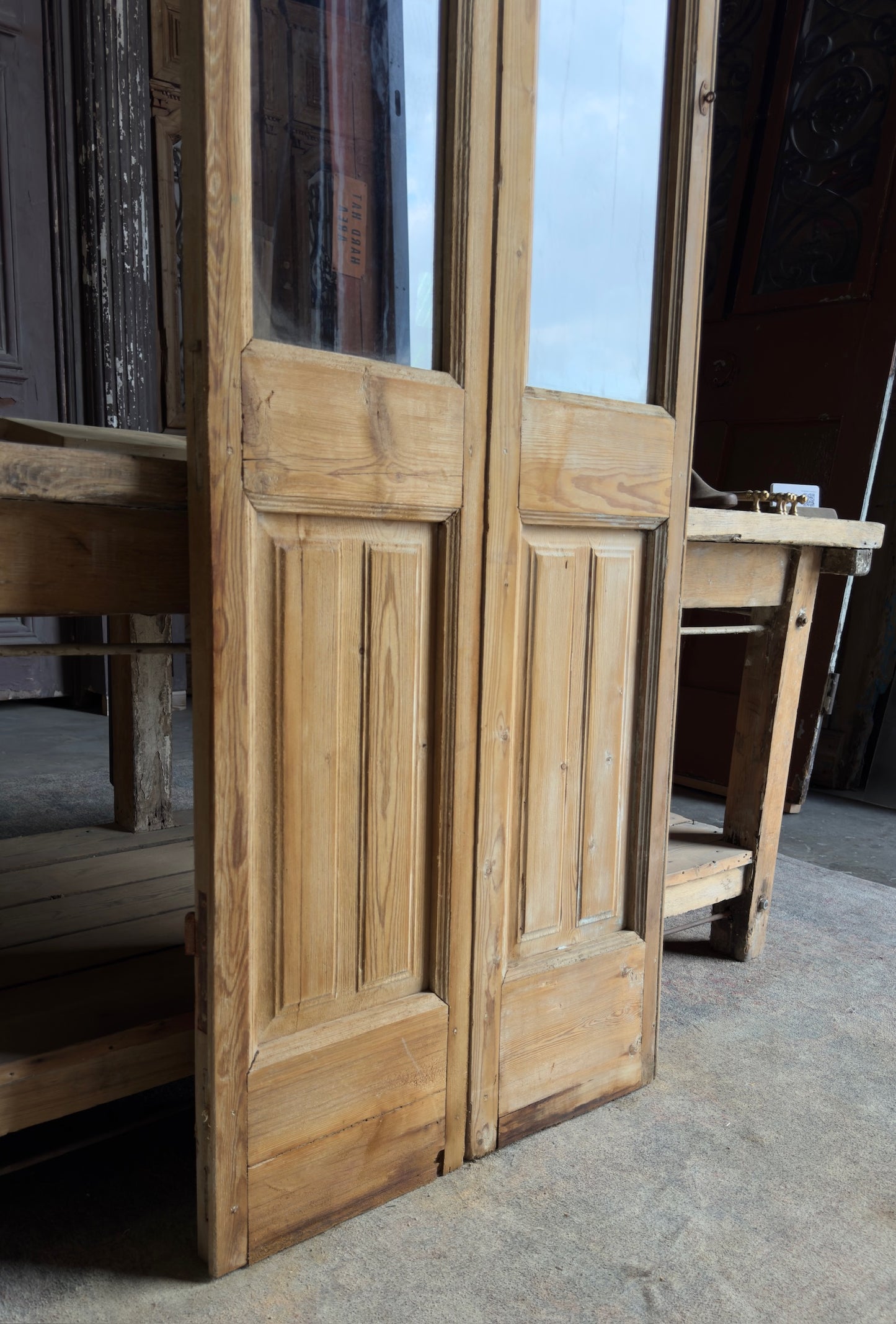 Narrow Glass Antique French Doors - 26.5x93 - L434