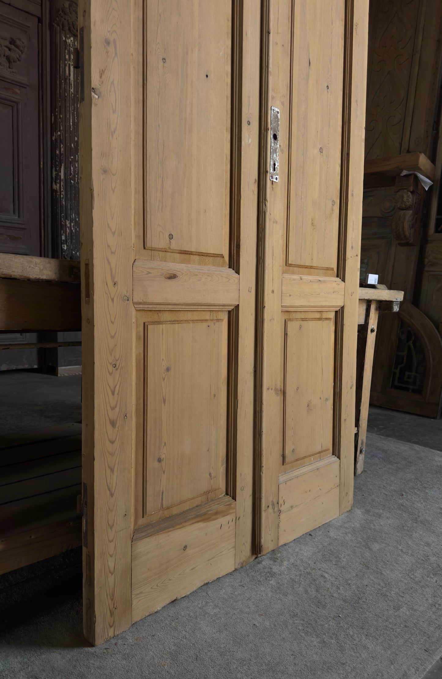 3 Panel Antique Solid French Doors - 40x88 K417
